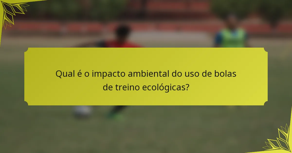 Qual é o impacto ambiental do uso de bolas de treino ecológicas?