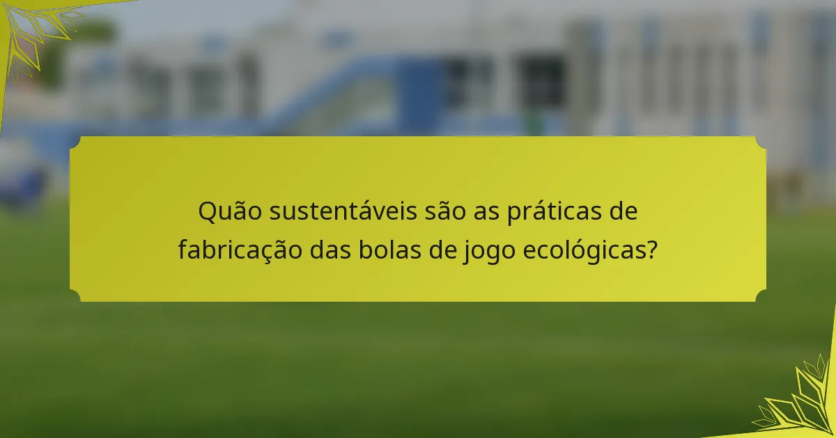 Quão sustentáveis são as práticas de fabricação das bolas de jogo ecológicas?